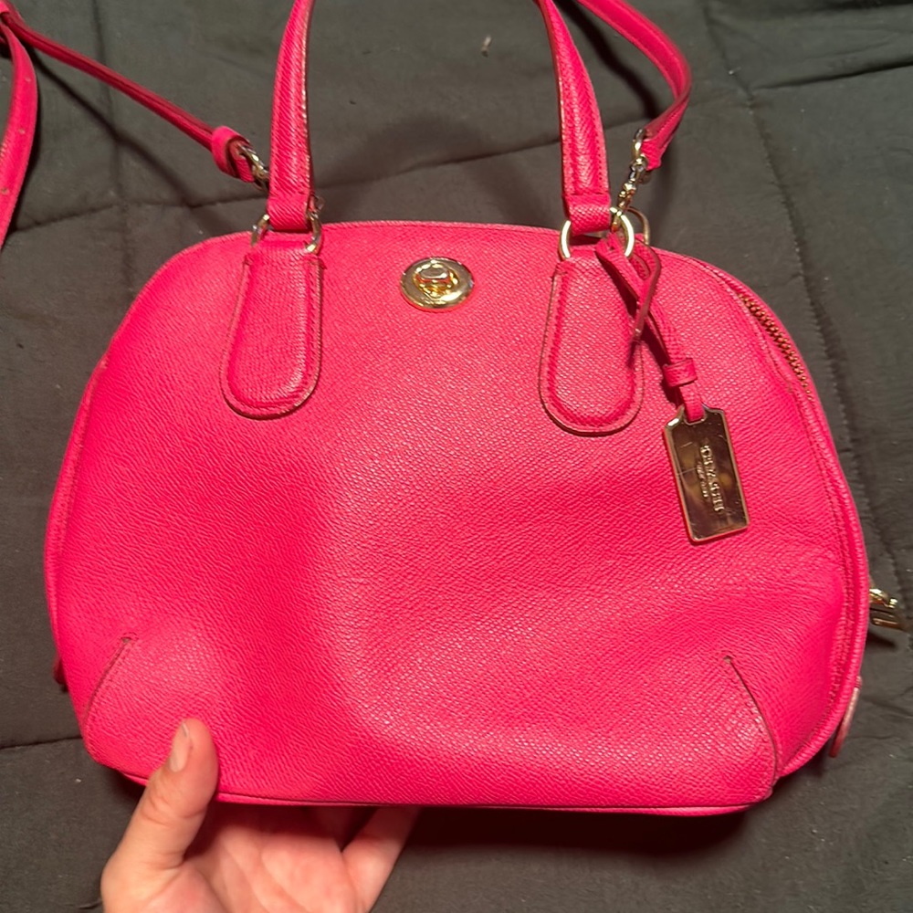 Coach crossbody bag in hot pink with gold hardware